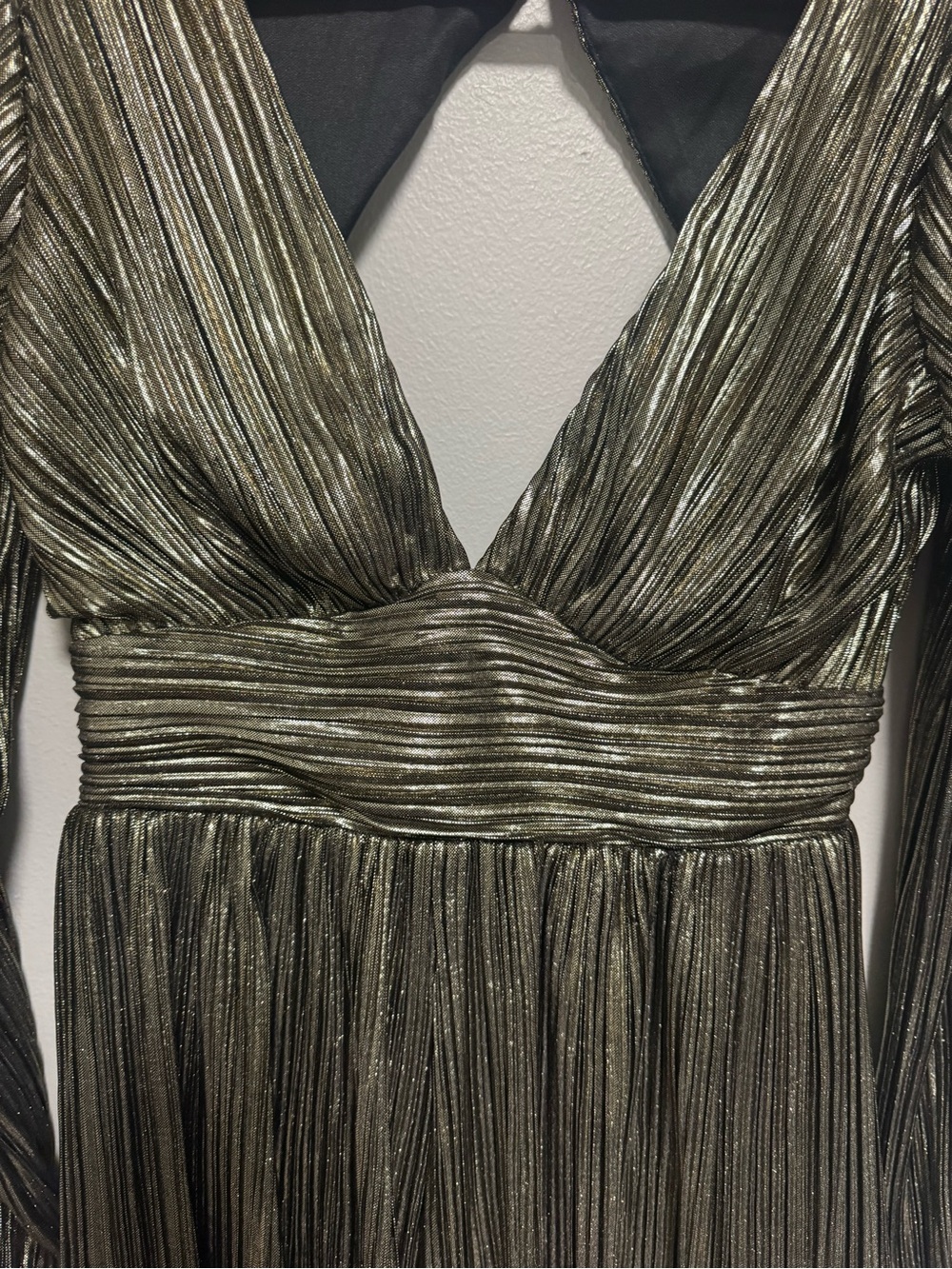 Lulus Plisse and Thank You Gold Pleated Long Sleeve Backless Romper - Picture 10 of 15